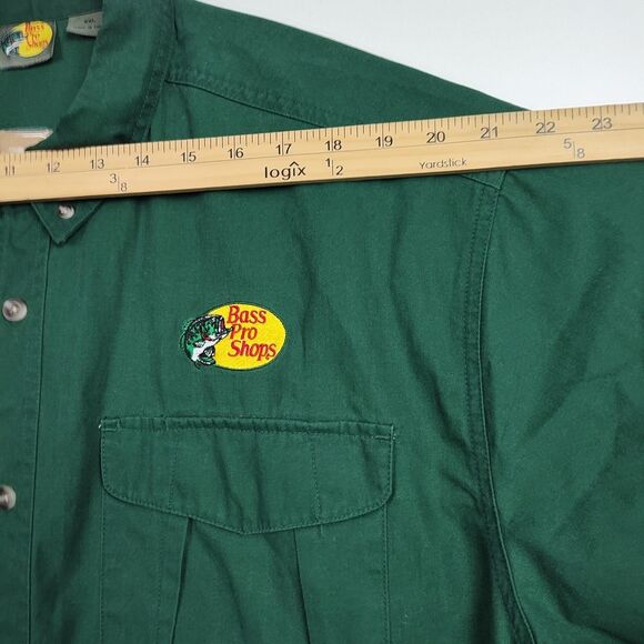 Bass Pro Shops Button-Up Shirt Men's 2XL Green Embroidered Logo Short Slvs - Picture 4 of 9